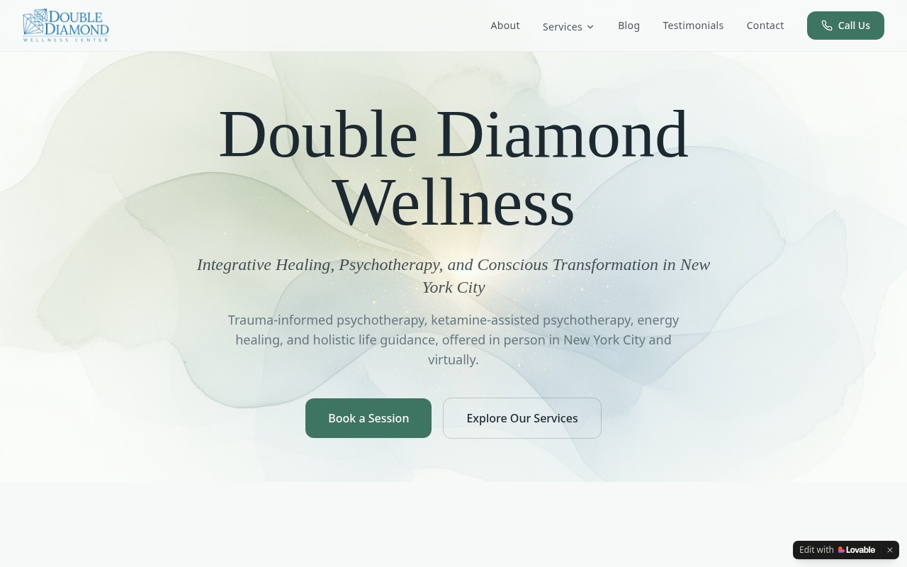 Double Diamond Wellness Center homepage screenshot