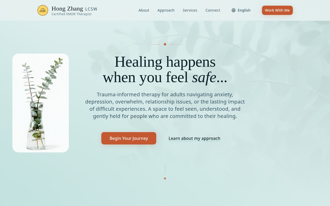 Hong Therapy homepage screenshot