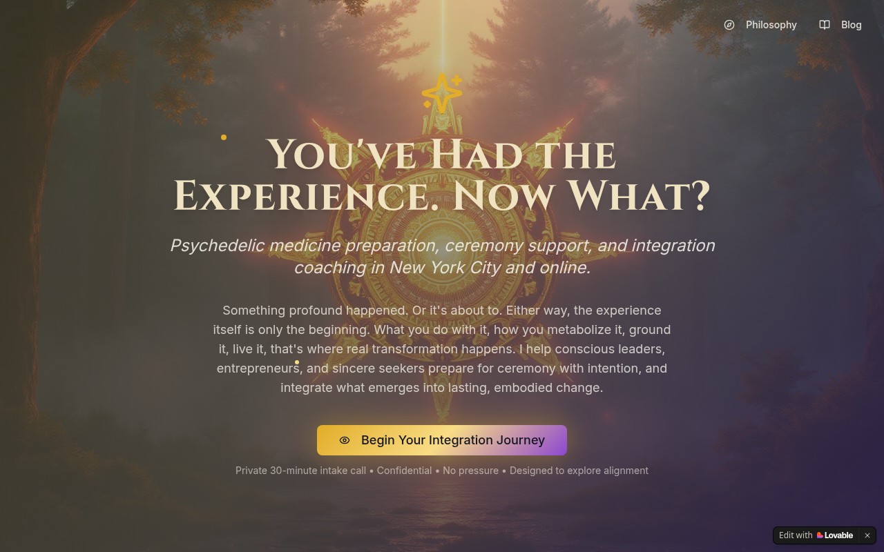Shamanic Alchemist homepage screenshot